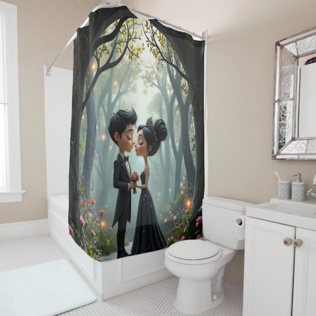 Cortina De Ducha Moonlit Vows – A Cute Gothic Wedding Moment.  (In situ)