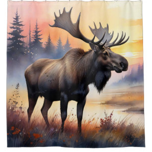 Cortina De Ducha Moose acuático al amanecer