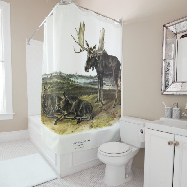 Cortina De Ducha Moose Deer (Moose - Alces alces) de Audubon (In situ)