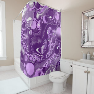 Cortina De Ducha Morado. Células de lavanda y de arte con líquido d