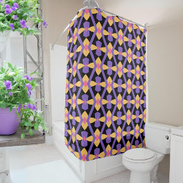 Cortina De Ducha Morado decorativo y amarillo
