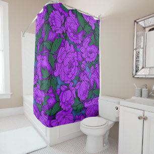 Cortina De Ducha Morado Peonies