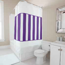 Cortina De Ducha Morado real y blanco.