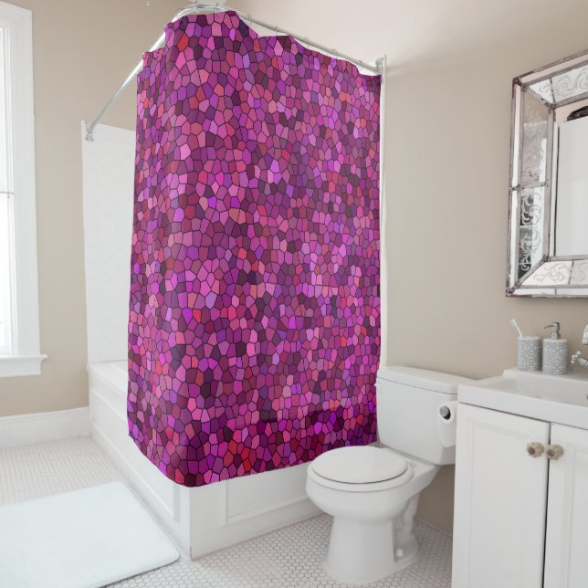 Cortina De Ducha Mosaic Pink (In situ)