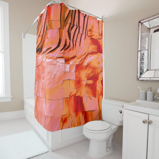 Cortina De Ducha Mosaico abstracto, ligeramente esculpido y salmón  (In situ)