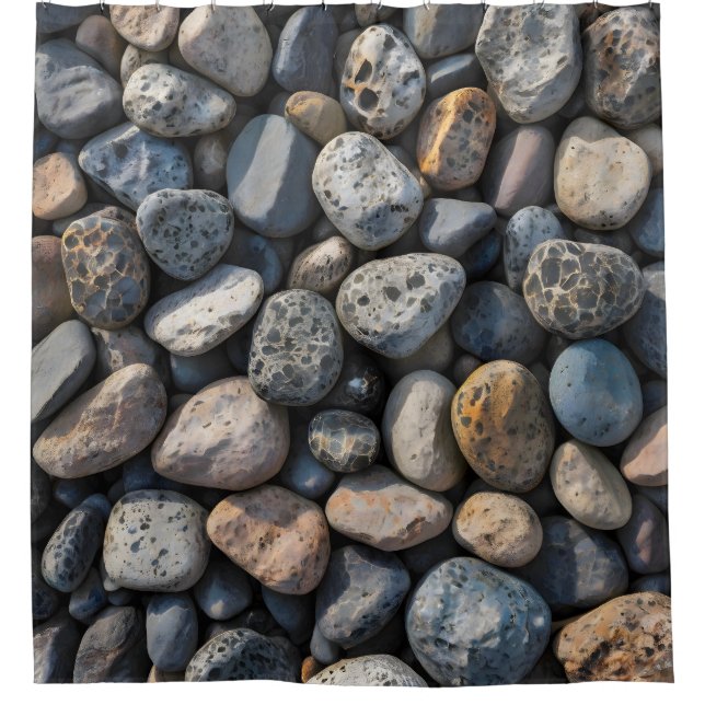 Cortina De Ducha Mosaico de guijarros (Anverso)