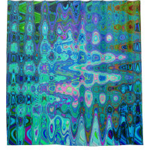 Mosaico Retro Ondulado Azul Colorido Abstracto