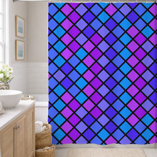 Cortina De Ducha Mosaico Turquesa Rosa Púrpura