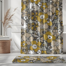 Mostaza Beige Taupe Gris Negro Garabatos Florales