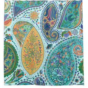 Cortina De Ducha Motivo floral vintage de Paisley de origen étnico