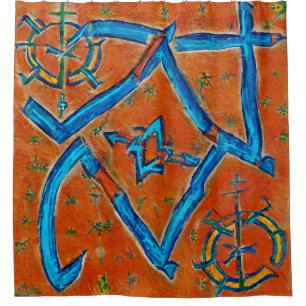 Cortina De Ducha Motivos bereberes amazigh, signos y símbolos abstr