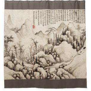 Cortina De Ducha "Mountain Retreat" arte chino vintage