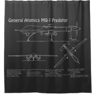 Cortina De Ducha MQ-1 Predator UAV- Plano de Plano Aéreo PD