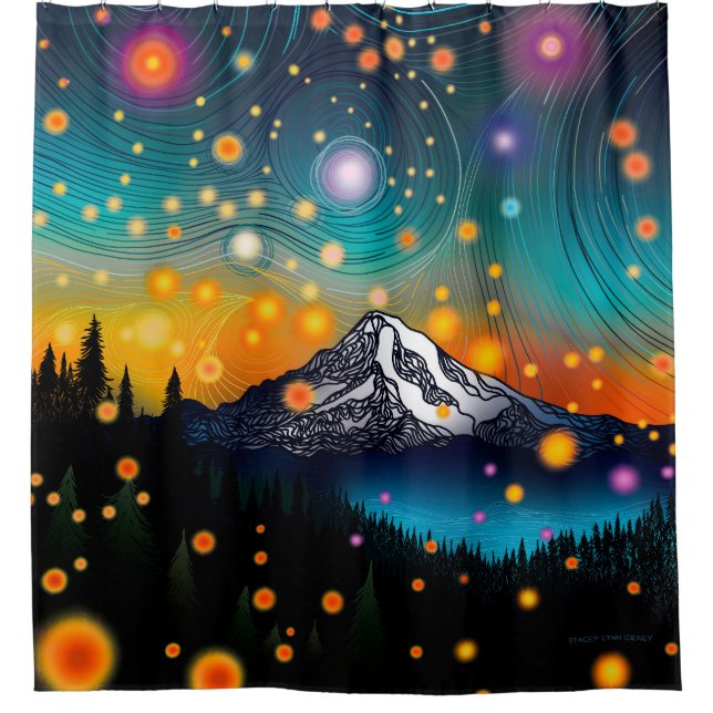 Cortina De Ducha Mt. Rainier Starry Sky (Anverso)