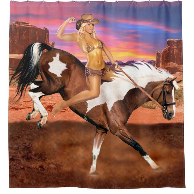 CORTINA DE DUCHA MUCHACHA DE RIDE’M BRONCO (Anverso)