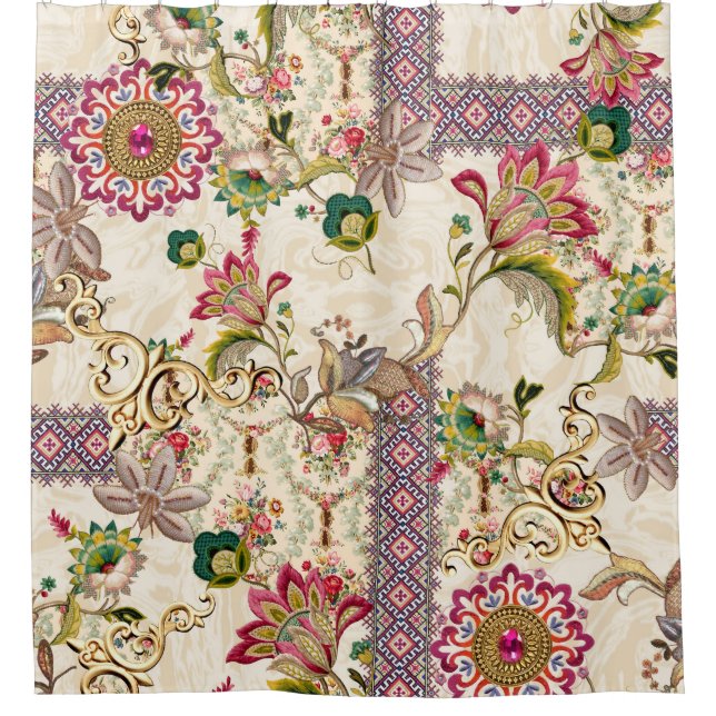 Cortina De Ducha Mughal Floral Paisley (Anverso)