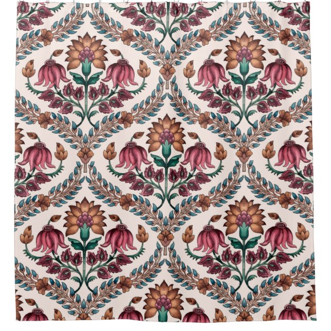 Cortina De Ducha Mughalart tradicional sin soldadura, patrón, flora (Anverso)