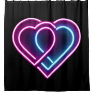 Cortina De Ducha Mugre El día de San Valentín de corazón rosa/azul
