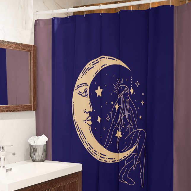 Cortina De Ducha Mujer celestial luna y estrellas, boho, elegante o (Subido por el creador)