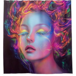 Cortina De Ducha Mujer extranjera con pelo cósmico