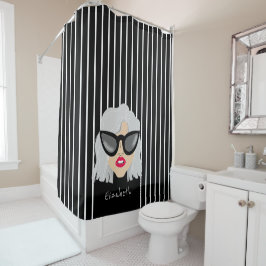 Cortina De Ducha Mujer Guay gris-haitiana con nombre personalizado 
