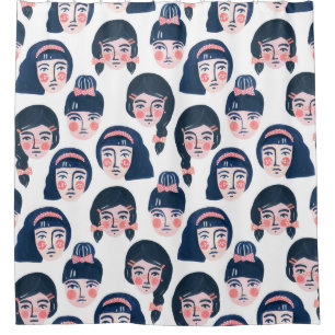 Cortina De Ducha Mujeres caprichosas: arte de la cara Personalizado
