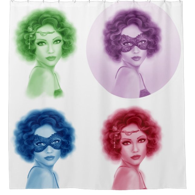 Cortina De Ducha Mujeres retro (Anverso)