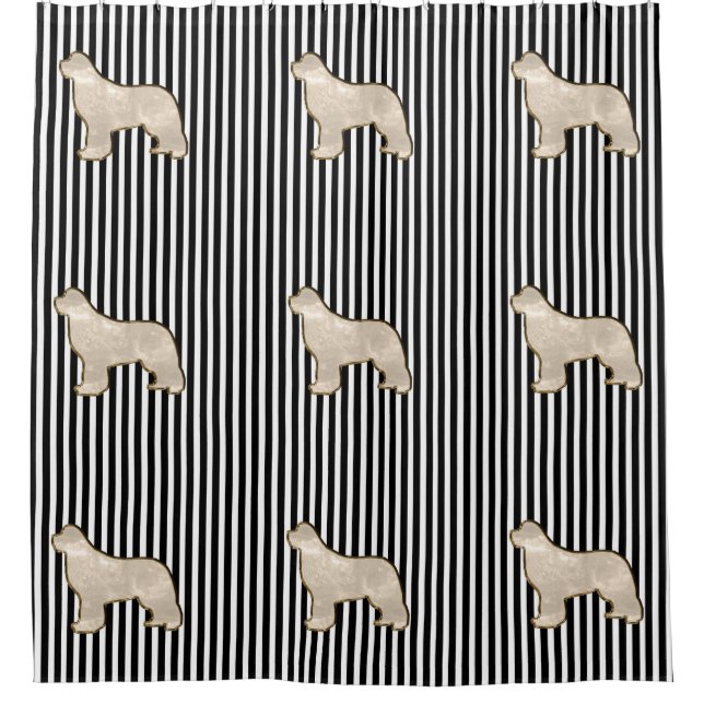 cortina de ducha multi dorada perro de Terranova (Anverso)