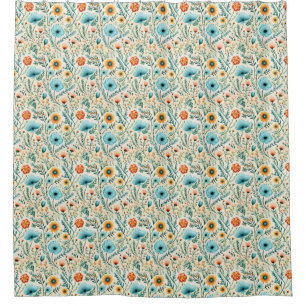 Cortina de ducha multicolor Floral Cottagecore