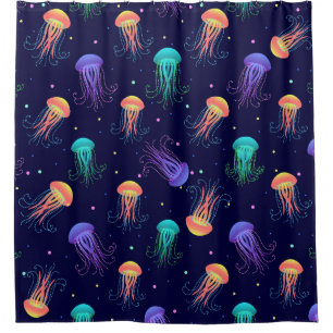 Cortina De Ducha Mundo de las medusas submarinas: patrón brillante.