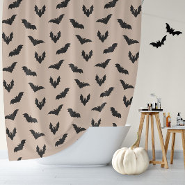 Cortina De Ducha Murciélagos Espeluznantes Negros Taupe Halloween V