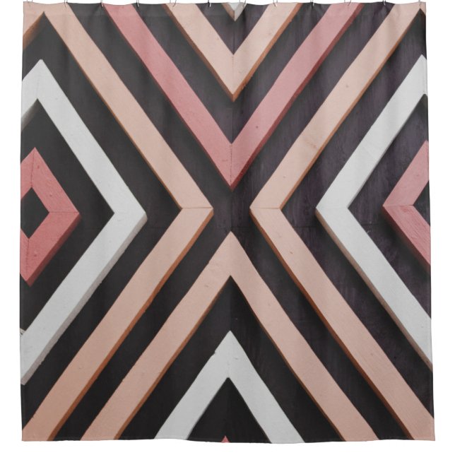 Cortina De Ducha Muro rosa, negro y blanco (Anverso)
