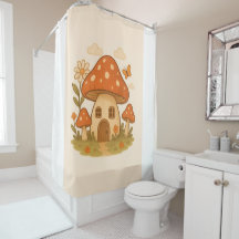 Mushroom house bathroom curtain