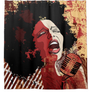 Cortina De Ducha Music Jazz - cantante de jazz afroamericano en gru