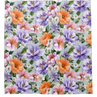 Cortina De Ducha Muted Colorful Flowers Boho flower 