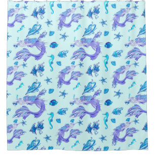 Cortina De Ducha Mystic Mermaid Fairy Purple Creature