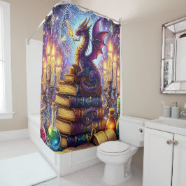 Cortina De Ducha Mystical Dragon Wizard Books