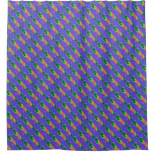 Cortina De Ducha nado ascendente multicolor ballenas patrón azul