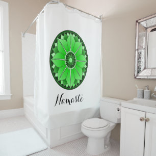 Cortina De Ducha NAMASTE Green Lotus Mandala Nueva Edad Personaliza