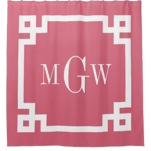 Cortina De Ducha Nantucket Red Whong Griega Clave #2 Enmarcado Mono
