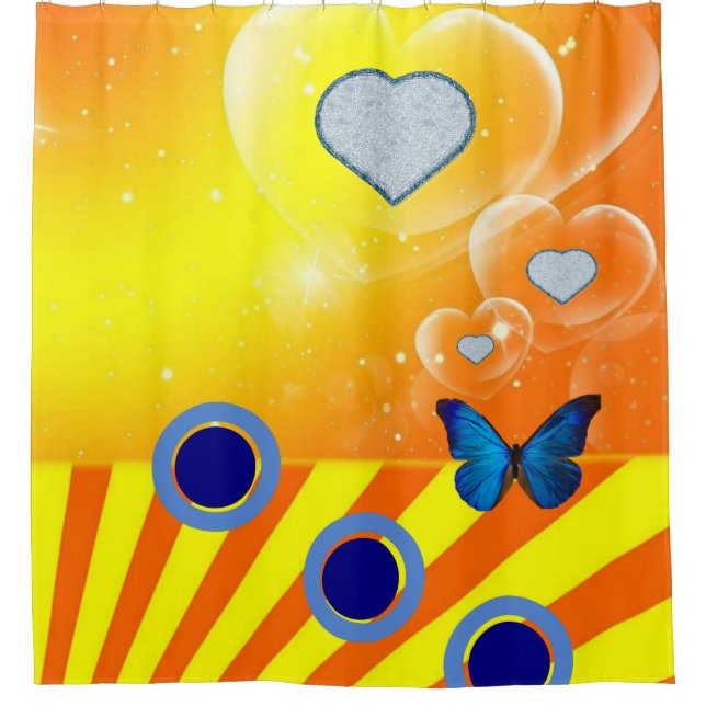 Cortina de ducha, Naranja, azul (Anverso)
