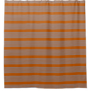 Cortina De Ducha Naranja azul-gris y quemado de cinco rayas