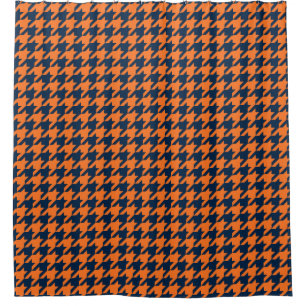 Cortina De Ducha Naranja/azules marinos Houndstooth