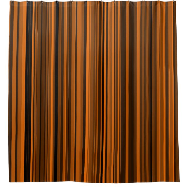 Cortina De Ducha Naranja Brown Black Stripes (Anverso)