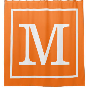Cortina De Ducha Naranja de calabaza Frasco Blanco XL Monograma ini