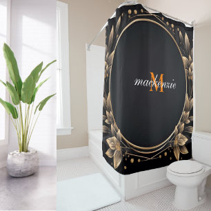 Cortina De Ducha Naranja de despertar espiritual de arte zen