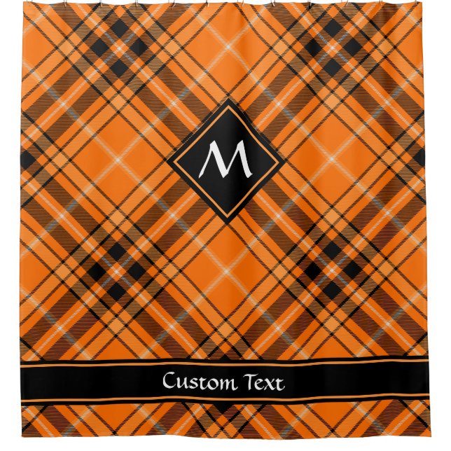 Cortina De Ducha Naranja de Halloween Tartan (Anverso)