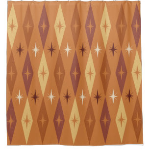 Cortina De Ducha Naranja de las estrellas de diamantes atómicas de 