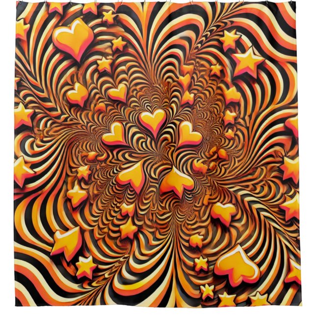 Cortina De Ducha Naranja Heart Design (Anverso)