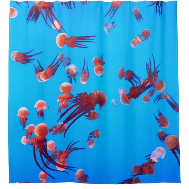 CORTINA DE DUCHA NARANJA JELLY FISH (Anverso)